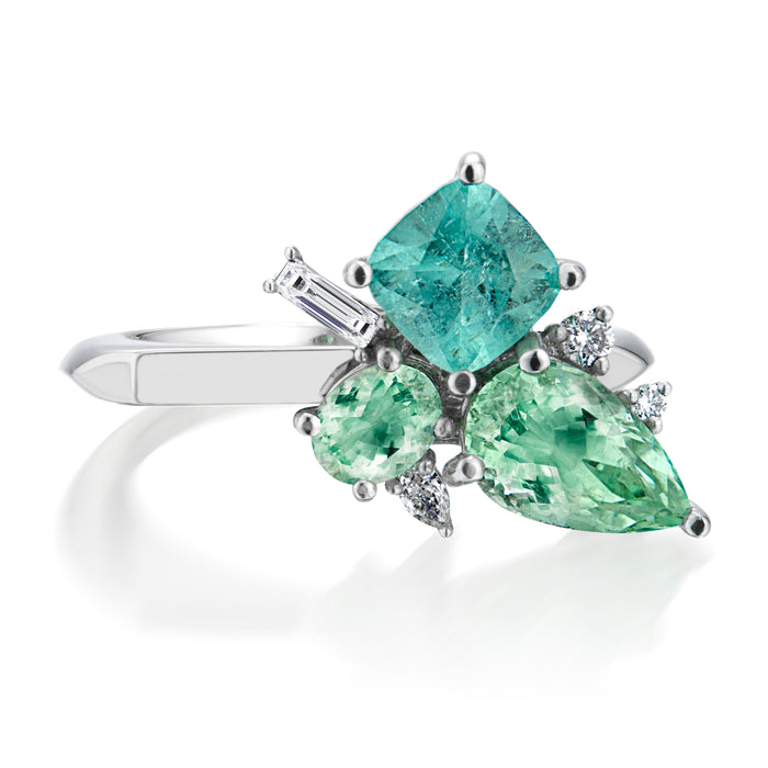 Paraiba Tourmaline & Diamond Asymmetric Cocktail Ring