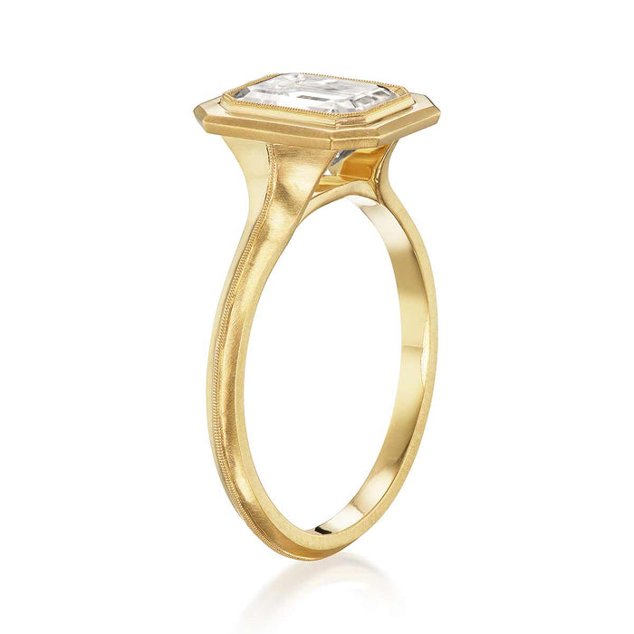 1.56ct Emerald Cut Moissanite Jin Solitaire Engagement Ring