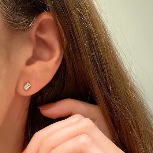 Diamond Baguette Stud Earrings Image 2
