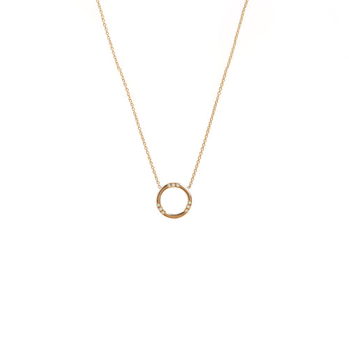 Petite Circle Diamond Pendant Necklace