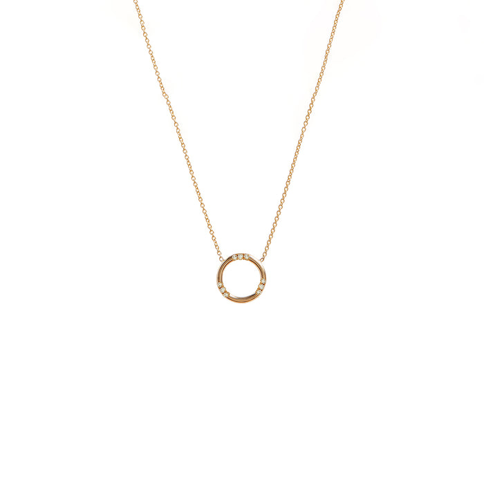 Petite Circle Diamond Pendant Necklace