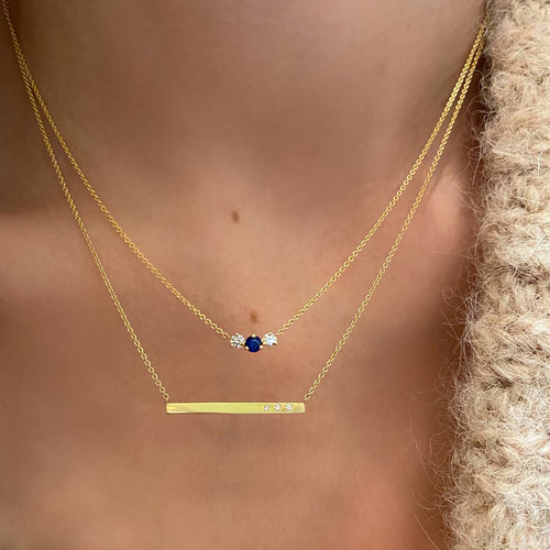 Petite Trio Diamond Bar Pendant Necklace Image 2