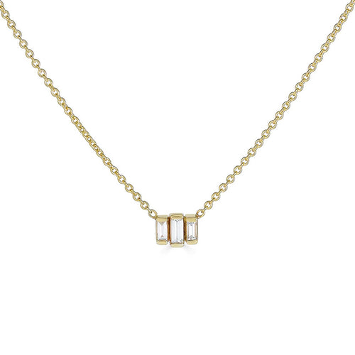 Diamond Baguette Trio Pendant Necklace