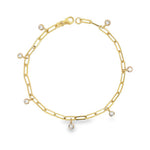 7-Diamond Dangle Paperclip Bracelet