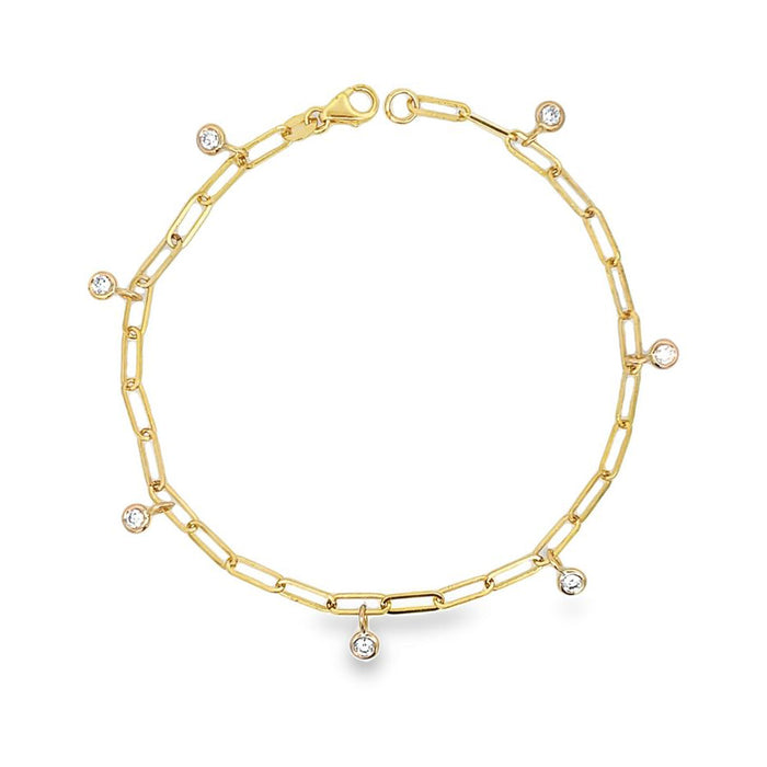 7-Diamond Dangle Paperclip Bracelet