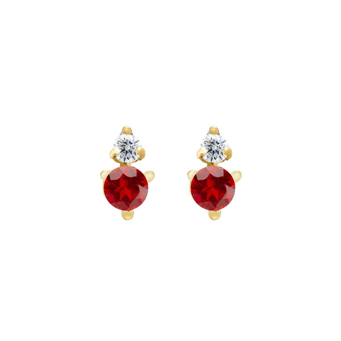 Garnet & Diamond Stud Earrings