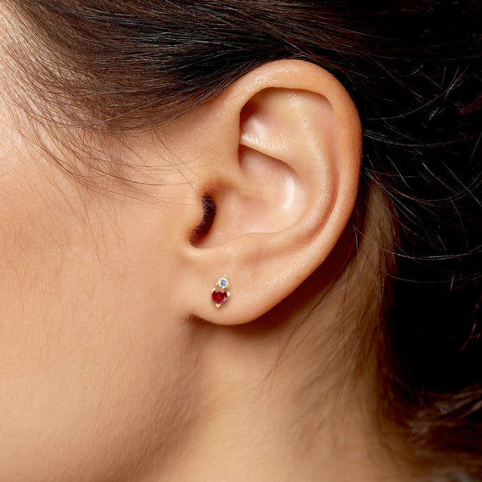 Garnet & Diamond Stud Earrings