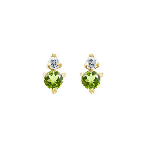 Peridot & Diamond Stud Earrings