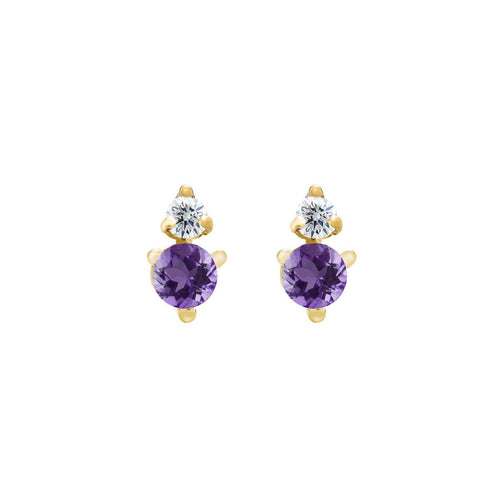 Amethyst & Diamond Stud Earrings