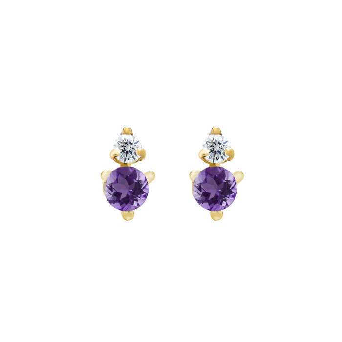 Amethyst & Diamond Stud Earrings