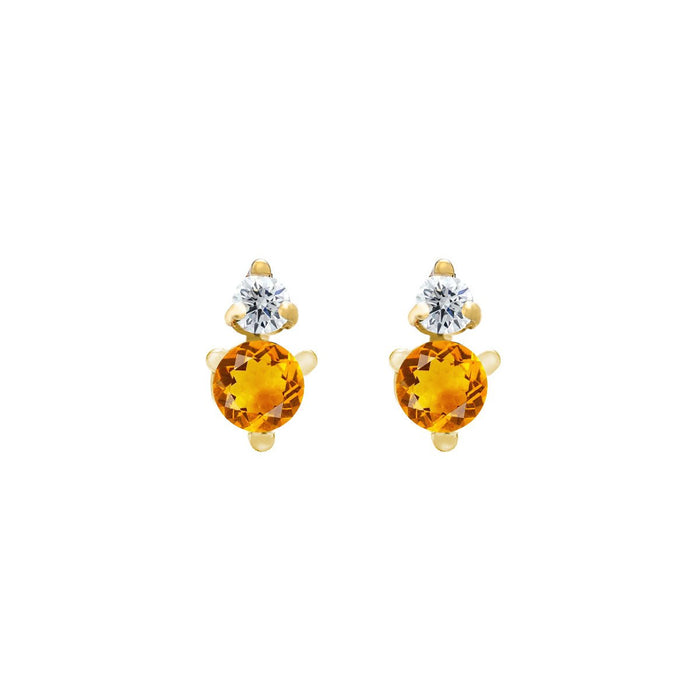 Citrine & Diamond Stud Earrings