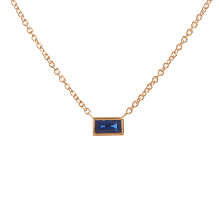 Sapphire Baguette Bezel Pendant Necklace