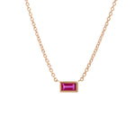 Ruby Baguette Bezel Pendant Necklace