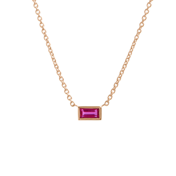 Ruby Baguette Bezel Pendant Necklace
