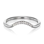 14K WHITE GOLD CEDAR CURVED WEDDING BAND WITH 0.06TCW OF ROUND BRILLIANT DIAMONDS BY G.ST CEREMONY.