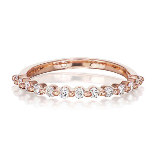 14K ROSE GOLD RENWICK 1/2 WAY DIAMOND WEDDING BAND FEATURING 0.30TCW ROUND BRILLIANT CUT DIAMONDS BY G.ST CEREMONY.