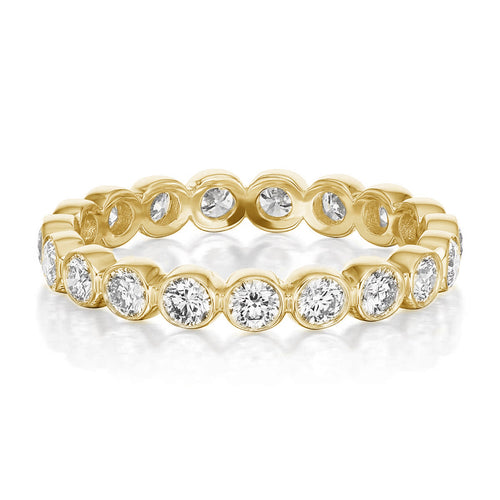 18K YELLOW GOLD SPRUCE DIAMOND WEDDING BAND 1.02TCW (G-H COLOR, SI1 CLARITY) NATURAL ROUND BRILLIANT CUT DIAMONDS BY CEREMONY