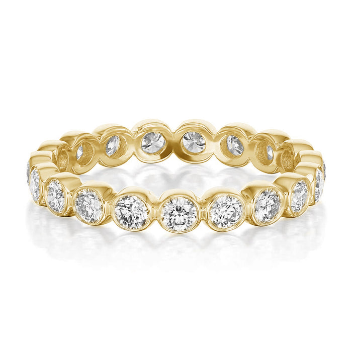 18K YELLOW GOLD SPRUCE DIAMOND WEDDING BAND 1.02TCW (G-H COLOR, SI1 CLARITY) NATURAL ROUND BRILLIANT CUT DIAMONDS BY CEREMONY
