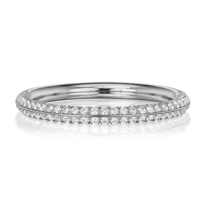 18K WHITE GOLD FULL ETERNITY MERCER BAND SET WITH 0.50TWT PAVE DIAMONDS (G COLOR, VS CLARITY)  BY GREENWICH ST CEREMONY

BW: 1.7mm
BH: 2mm