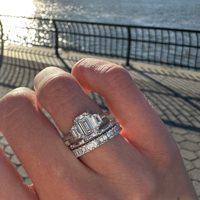 18K WHITE GOLD CARLISLE WEDDING BAND WITH 0.16TCW ROUND BRILLIANT DIAMONDS BY G.ST CEREMONY.