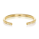 14K YELLOW GOLD CLINTON (CUFF) WEDDING BAND  BY GREENIWCH ST. CEREMONY.

-1.6mm wide, with opening to fit diamond of client's engagement ring
-Measure clients engagement ring so that opening is as small as possible on either side of diamond
-14K yello