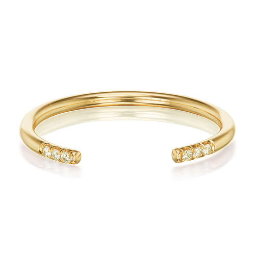 14K YELLOW GOLD CLINTON (CUFF) WEDDING BAND  BY GREENIWCH ST. CEREMONY.

-1.6mm wide, with opening to fit diamond of client's engagement ring
-Measure clients engagement ring so that opening is as small as possible on either side of diamond
-14K yello