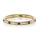 18K YELLOW GOLD CARLISLE WEDDING BAND WITH 0.19TCW ROUND SAPPHIRES AND 0.05TCW ROUND BRILLIANT DIAMONDS BY G.ST CEREMONY
