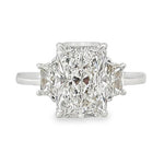 Grand 2.33ct Lab Radiant Cut Diamond Three Stone Engagement Ring
