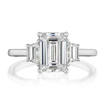 Grand 3.01ct Lab Emerald Cut Diamond Flush-Fit Three Stone Diamond Engagement Ring