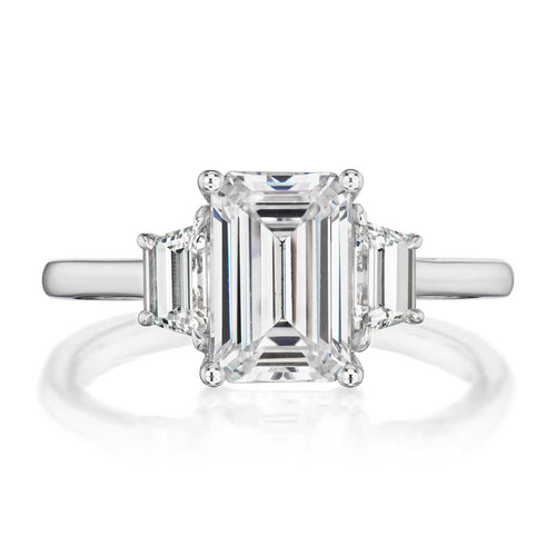Grand 3.01ct Lab Emerald Cut Diamond Flush-Fit Three Stone Diamond Engagement Ring
