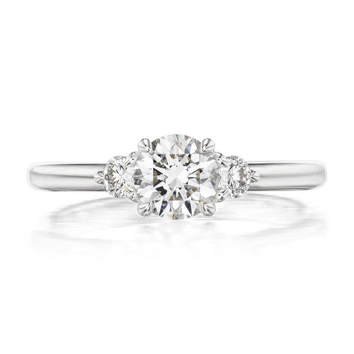 Petite Elizabeth 0.70ct Round Cut Diamond Three Stone Engagement Ring
