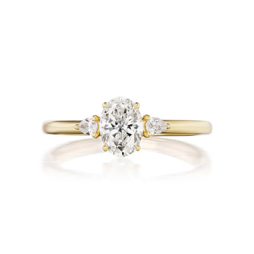 Petite Ann 0.74ct Oval Cut Diamond Three Stone Engagement Ring