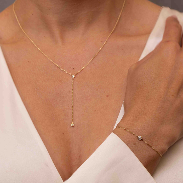 Diamond Solitaire Bracelet & Diamond Lariat Necklace Gift Set