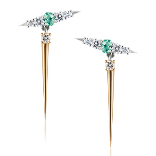 Spike Paraiba Tourmaline & Diamond Drop Earrings