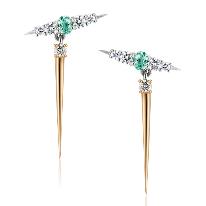 Spike Paraiba Tourmaline & Diamond Drop Earrings