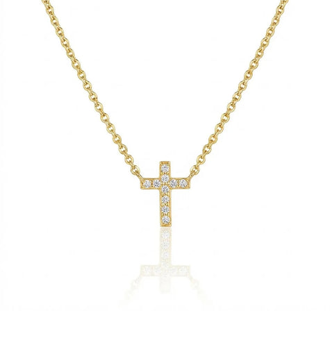 Tiny Cross Diamond Necklace
