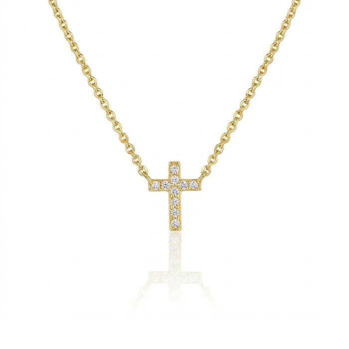 Tiny Cross Diamond Necklace