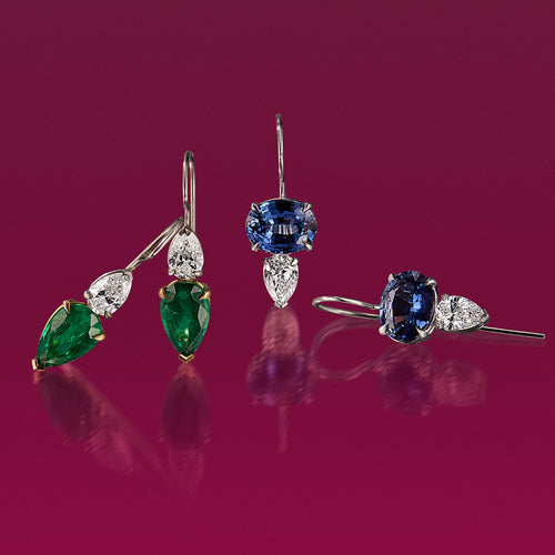 Sapphire and Diamond Drop Earrings Image 2