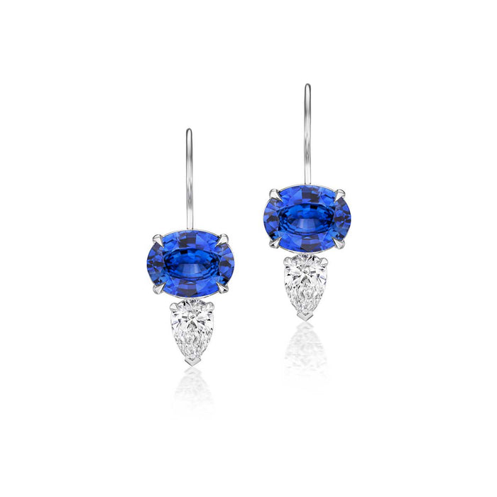 Sapphire and Diamond Drop Earrings