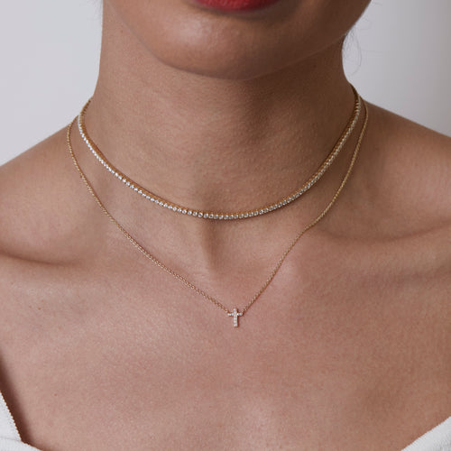 Tiny Cross Diamond Necklace Image 2