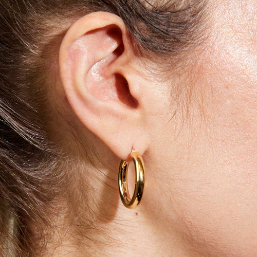 Medium 4mm Round Tube Hoop Earrings Image 2