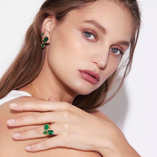 0.90ct Emerald Stackable Cocktail Ring Image 2