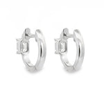 Emerald Cut Diamond Center Huggie Earrings