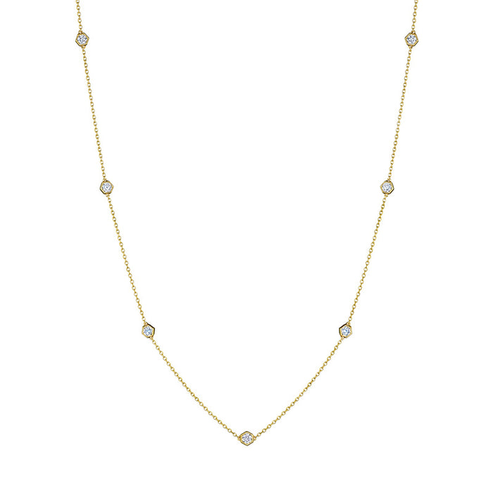1.97tcw Diamond Hex Station Necklace