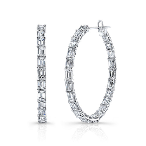 9.94tcw Diamond Baguette Hoop Earrings Image 2