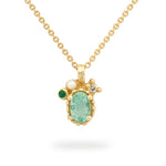 Beaded Emerald & Pearl Pendant