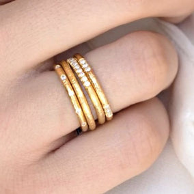 22K YELLOW GOLD STEVIE WEDDING BAND FEATURING 0.24TCW OF OLD EUROPEAN CUT DIAMONDS (G-H COLOR, VS CLARITY), BY SINGLE STONE. Image 2