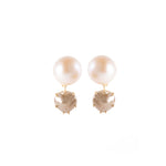 18K YELLOW GOLD DROP EARRINGS FEATURE 3.50TCW ROUGH CUT BROWN DIAMONDS AND ROUND PEARLS, BY SYLVA & CIE.