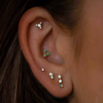 Opal & Diamond Two-Step Stud Earrings