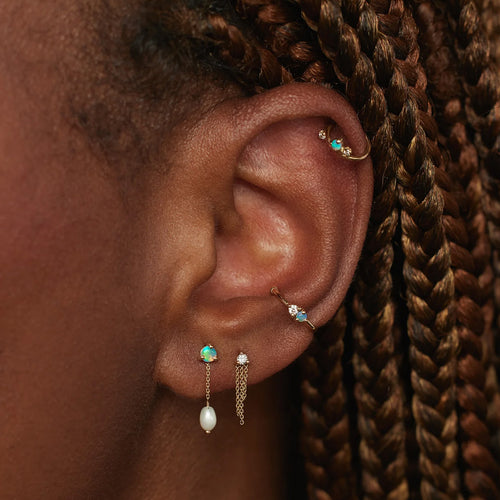 Large Opal & Pearl Shower Earrings Image 2